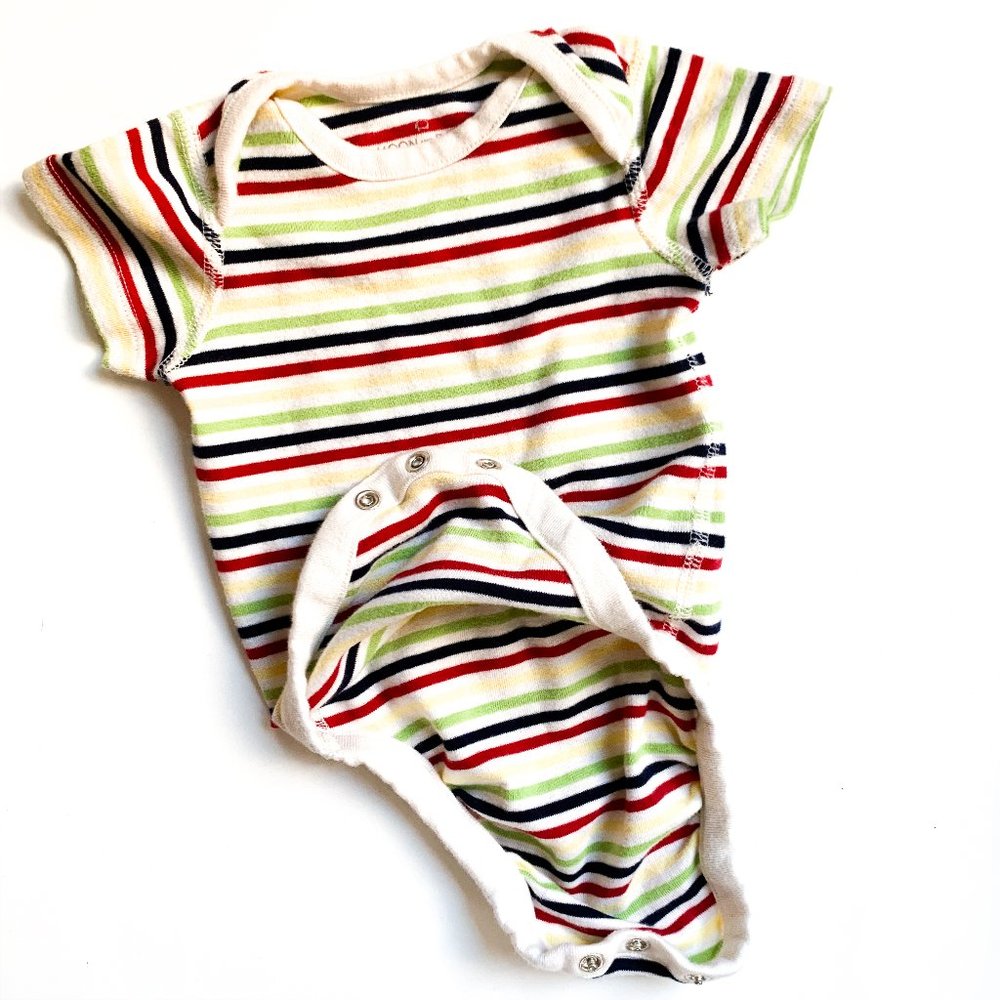 rainbow striped onesie w/bottom snap buttons